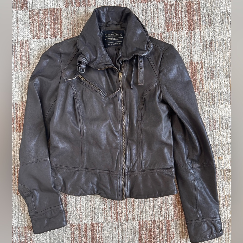 All Saints Dark Leather Jacket
